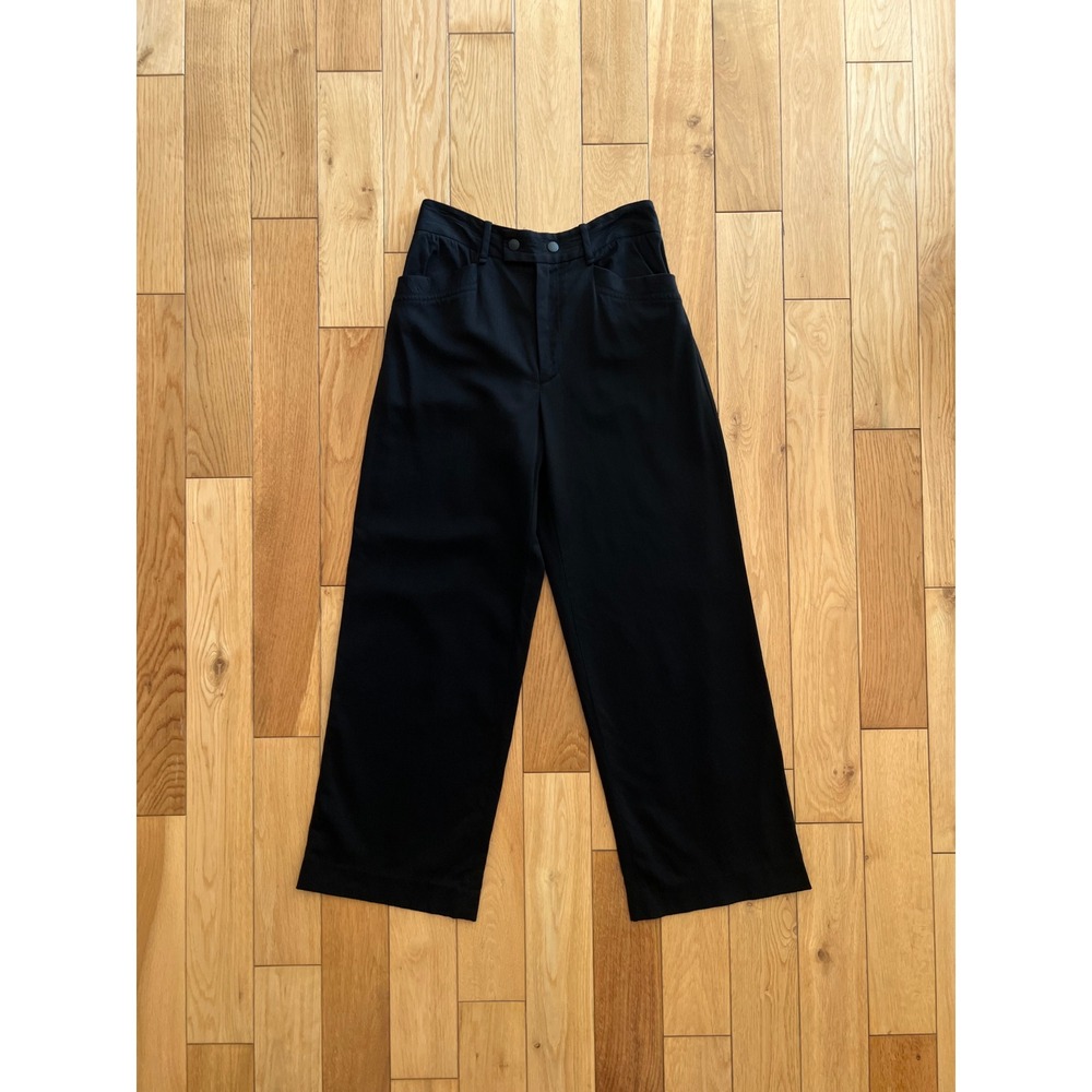 rag & bone Wool Blend Cropped Straight Wide Leg Trouser Pants Black Womens 2